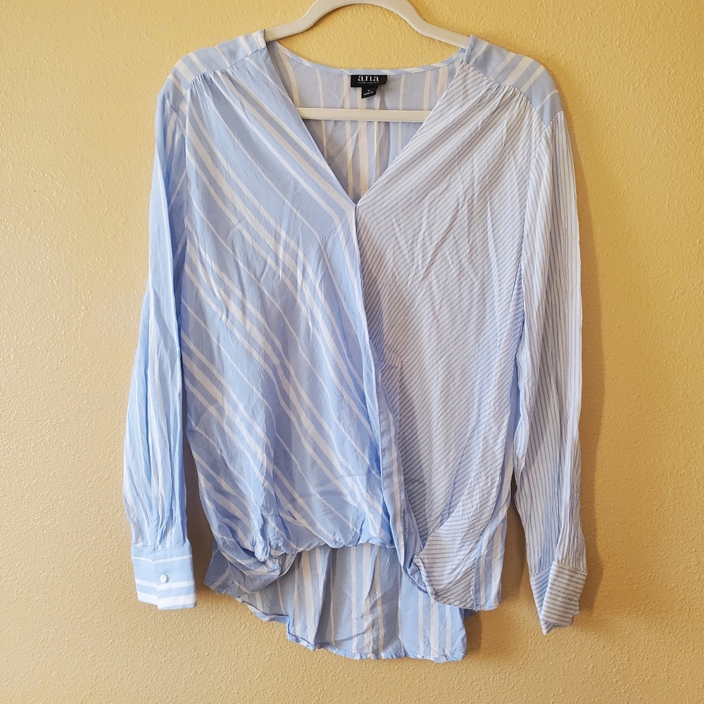 a.n.a Blue Long-sleeve Blouse